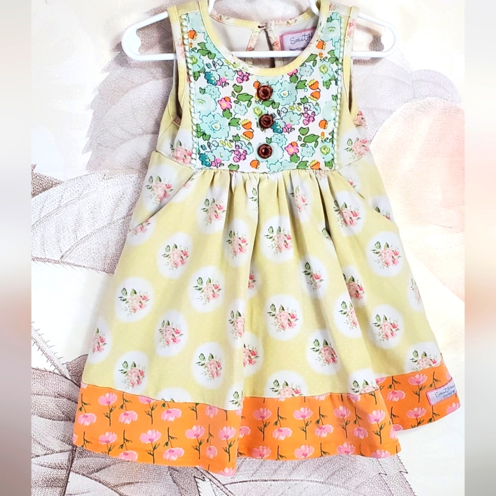 Sweet Honey floral girls dress with pockets size 2t